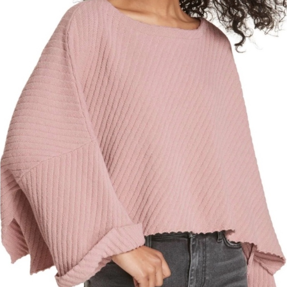 Free People I Can't Wait Dolman Sweater Pink Size small Cropped Pullover